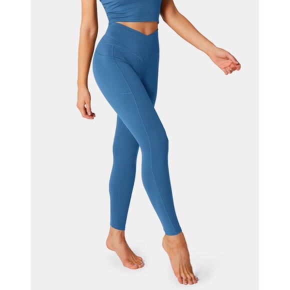 Halara Softlyzero Crossover Pocket Plain Leggings Sz Medium Womens Blue Full Len - Picture 7 of 9